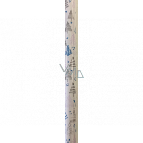 Ditipo Silent Winter Dárkový balicí papír 70 x 200 cm Bílý se stříbrnými, modrými a růžovými stromky