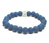 Lávový kámen tm. modrý náramek elastický z přírodního kamene, kulička 8 mm / 16 - 17 cm