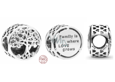 Charm Sterlingové stříbro 925 Strom života - rodina je tam, kde roste láska, korálek na náramek rodina