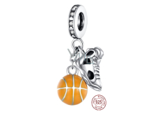 Charm Sterlingové stříbro 925 Basketbal míč a teniska, 2v1 přívěsek na náramek sport