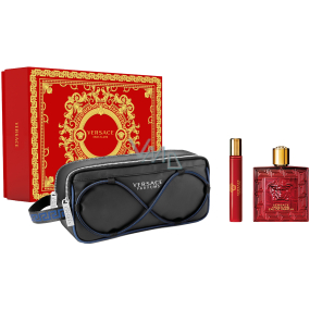 Versace Eros Flame parfémovaná voda 100 ml + parfémovaná voda miniatura 10 ml + kosmetická taška, dárková sada pro muže
