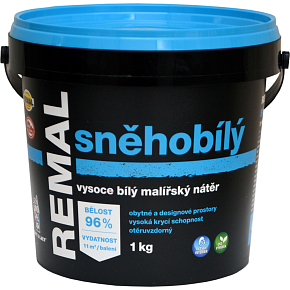 REMAL Sněhobílý vysoce bílá barva na zeď, 1 kg REMAL Sněhobílý vysoce bílá barva na zeď, 1 kg