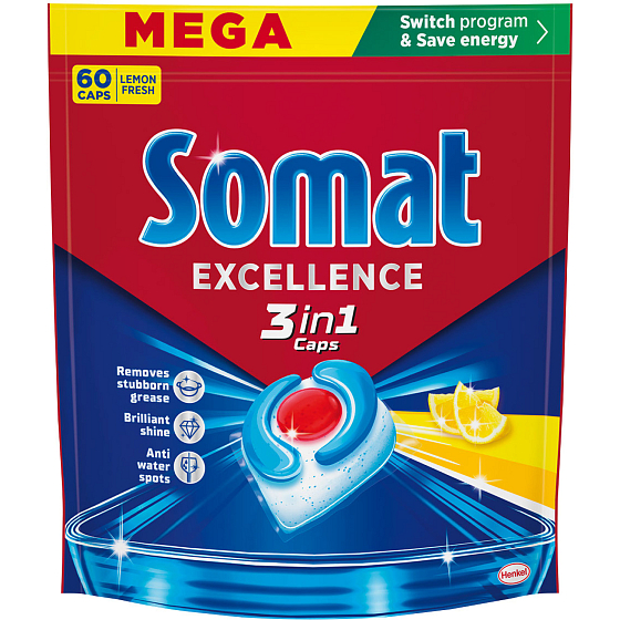 Somat Excellence 3v1 Lemon tablety do myčky, 60 ks