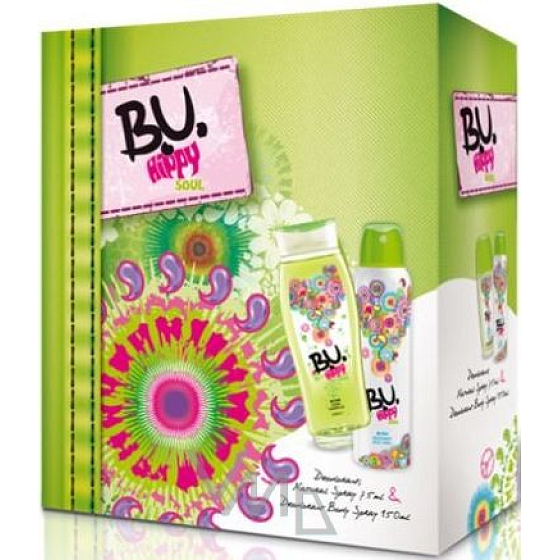 B.U. Hippy Soul sprchový gel 250 ml + deodorant sprej 150 ml, pro ženy dárková sada