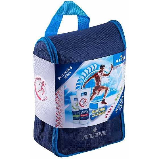 Alpa Sport Star Relax masážní emulze hřejivá 210 ml + Sport gel 210 ml + ručník + etue, kosmetická sada
