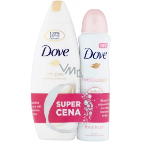 Dove Silk Glow sprchový gel 250 ml + Invisible Care Floral Touch antiperspirant deodorant sprej pro ženy 150 ml, duopack