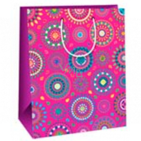 Ditipo Dárková papírová taška 26 x 32,5 x 13,8 cm růžová barevné mandaly