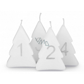 Emocio Advent Stromek svíčka bílá vánoční 52 x 80 mm 4 kusy