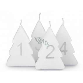 Emocio Advent Stromek svíčka bílá vánoční 52 x 80 mm 4 kusy