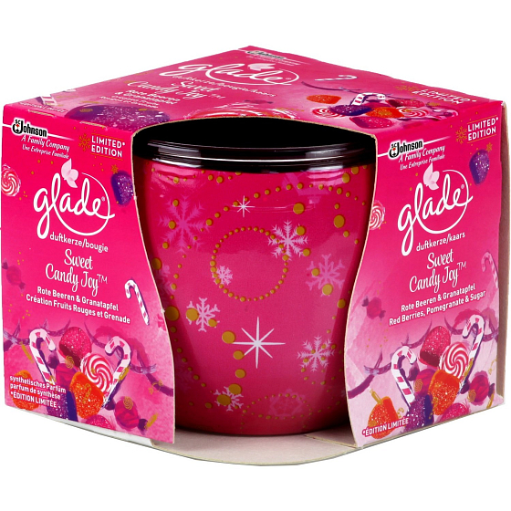 Glade Sweet Candy Joy vonná svíčka ve skle doba hoření až 30 hodin 120 g