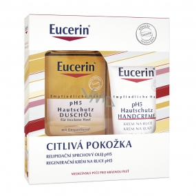 Eucerin Ph5 Relipidační sprchový olej 200 ml + Regenerační krém na ruce 75 ml, kazeta pro péči o citlivou pokožku