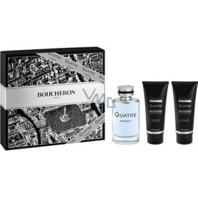 Boucheron Quatre pour Homme toaletní voda 100 ml + balzám po holení 100 ml + sprchový gel 100 ml, dárková sada