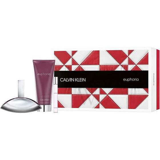 Calvin Klein Euphoria parfémovaná voda pro ženy 100 ml + parfémovaná voda 10 ml + tělové mléko 200 ml, dárková sada