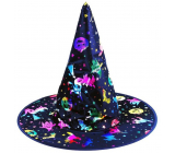 Rappa Halloween Klobouk čarodějnický s barevnými obrázky pro dospělé 34 cm