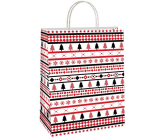 Ditipo Dárková papírová taška 22 x 10 x 29 cm Vánoční červené a černé stromky