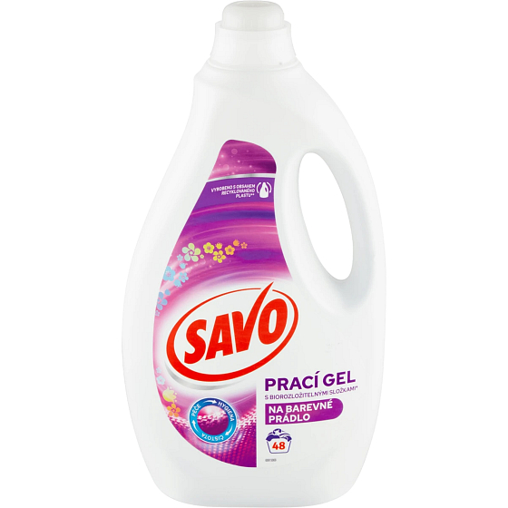 Savo Prací gel s biorozložitelnými složkami na barevné prádlo 48 dávek 2,4 l