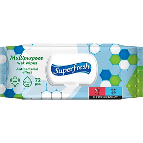 SuperFresh antibakteriální vlhčené ubrousky s klipem, 72 ks SuperFresh antibakteriální vlhčené ubrousky s klipem, 72 ks