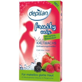 Depilan Fruity Mix depilační proužky na tělo 20 kusů a hydratační ubrousky 4 kusy