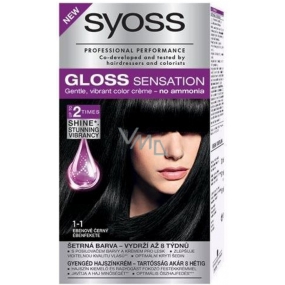 Syoss Gloss Sensation Šetrná barva na vlasy bez amoniaku 1-1 Ebenově černý 115 ml