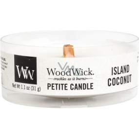 WoodWick Island Coconut - Kokosový ostrov vonná svíčka s dřevěným knotem petite 31 g