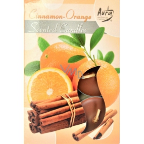 Bispol Aura Cinnamon - Orange - Skořice a pomeranč vonné čajové svíčky 6 kusů