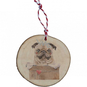 Bohemia Gifts Ručně vyráběná vánoční ozdoba dřevěná Mopsík 6 cm