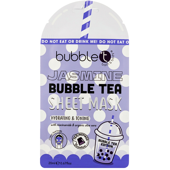 Bubble´t Jasmine Bubble Tea textilní hydratační maska pro všechny typy pleti 20 ml