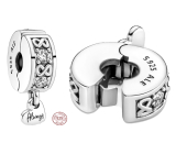 Charm Sterlingové stříbro 925 Family Forever Pavé stopper, klipový korálek na náramek rodina
