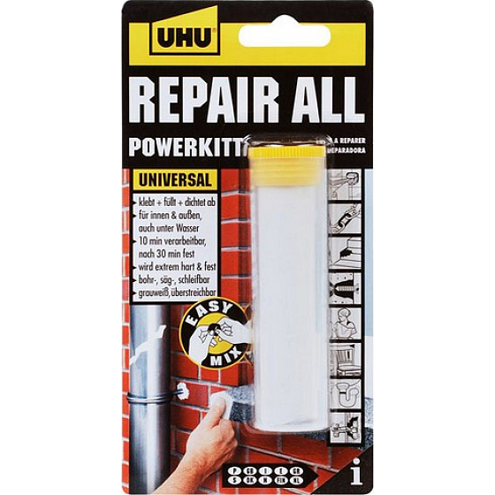 Uhu Repair All Powerkit plastelína pro rychlé opravy, lepení, těsnění, modelování, montáž a plnění, voděodolná 60 g