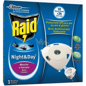 Raid Night & Day náhradní náplň do elektrického odpařovače proti komárům, mouchám a mravencům 1 kus