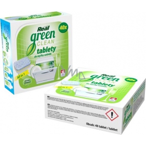 Real Green Clean All in 1 bezfosfátové tablety do myčky nádobí 40 kusů