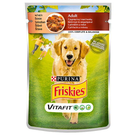 Purina Friskies Vitafit jehněčí s mrkví ve šťávě kompletní krmivo pro psy kapsička 100 g