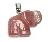 Křišťál růžový Slon přívěsek přírodní kámen, ručně broušená figurka 1,8 x 2,5 x 8 mm, kámen kamenů