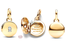 Charm Sterlingové stříbro 925 medailon zlatý Klíč, přívěsek na náramek láska