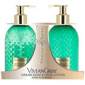 Vivian Gray Bergamot & Lemongrass luxusní tekuté mýdlo s dávkovačem 300 ml + luxusní mléko na ruce s dávkovačem 300 ml, kosmetická sada