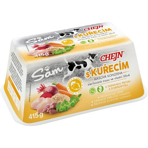 Sam vanička pro psy s kuřecím masem, 97% podíl masa, 415 g