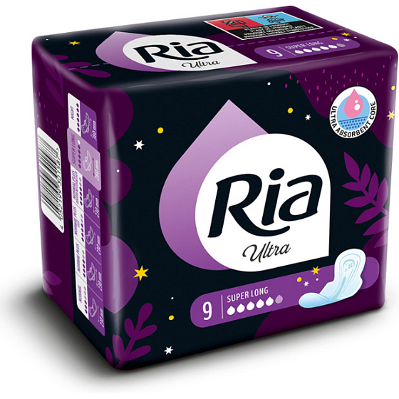 Ria dámské vložky Ultra Super Long, 9 ks