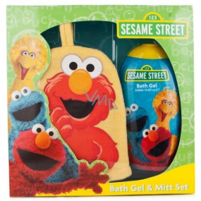Sesame Street sprchový gel 250 ml + koupelová žínka, dětská kosmetická sada