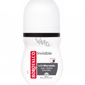 Borotalco Invisible kuličkový antiperspirant deodorant proti žlutým skvrnám roll-on unisex 50 ml