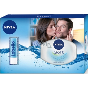 Nivea Labello Hydro Care hydratační balzám na rty 4,8 g + Soft svěží hydratační krém 250 ml, pro ženy kosmetická sada