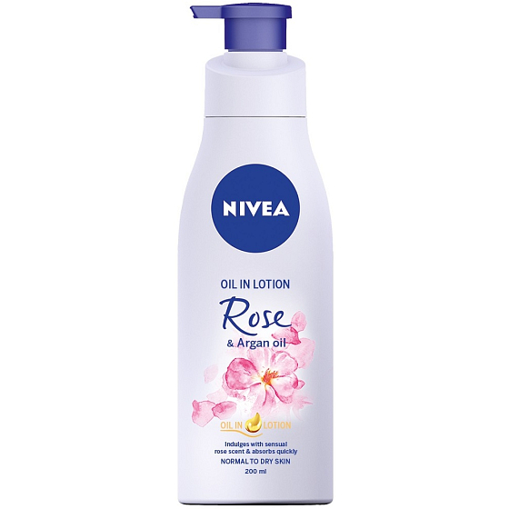 Nivea Růže & Arganový olej tělové mléko s olejem dávkovač 200 ml