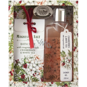 Bohemia Gifts Bílý čaj a Brusinky a Magneziová sůl zvláčňující sprchový gel 200 ml + sůl do koupele 150 g kosmetická sada