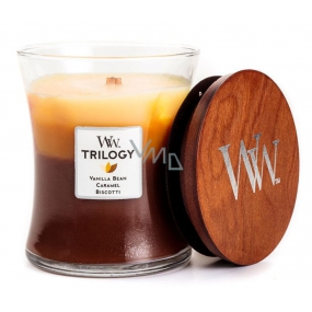 WoodWick Trilogy Cafe Sweets - Sladkosti ke kávě vonná svíčka s dřevěným knotem a víčkem sklo velká 609,5 g