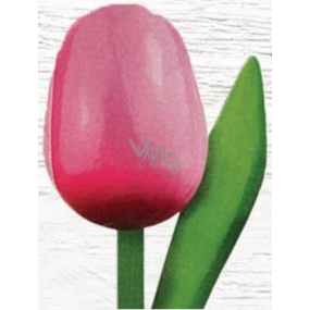 Bohemia Gifts Dřevěný tulipán růžovo-bílý 20 cm