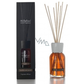 Millefiori Milano Natural Vanilla & Wood - Vanilka a Dřevo Difuzér 250 ml + 8 stébel v délce 30 cm do středně velkých prostor vydrží minimálně 3 měsíce