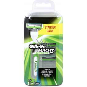 Gillette Mach3 Sensitive holicí strojek + náhradní hlavice 3 kusy pro muže