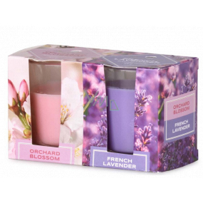 Emocio Orchard Blossom & French Lavender vonná svíčka sklo 52 x 65 mm 2 kusy v krabičce