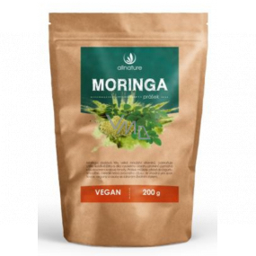 Allnature Moringa prášek RAW superpotravina, která patří k největším zdrojům proteinů doplněk stravy 200 g