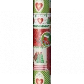 Präsenta Dárkový balicí papír 70 cm x 5 m Vánoční červeno-bílo-zelený se srdíčky a dárky