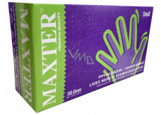 Maxter Rukavice hygienické jednorázové latexové hypoalergenní pudrované, velikost S, box 100 kusů